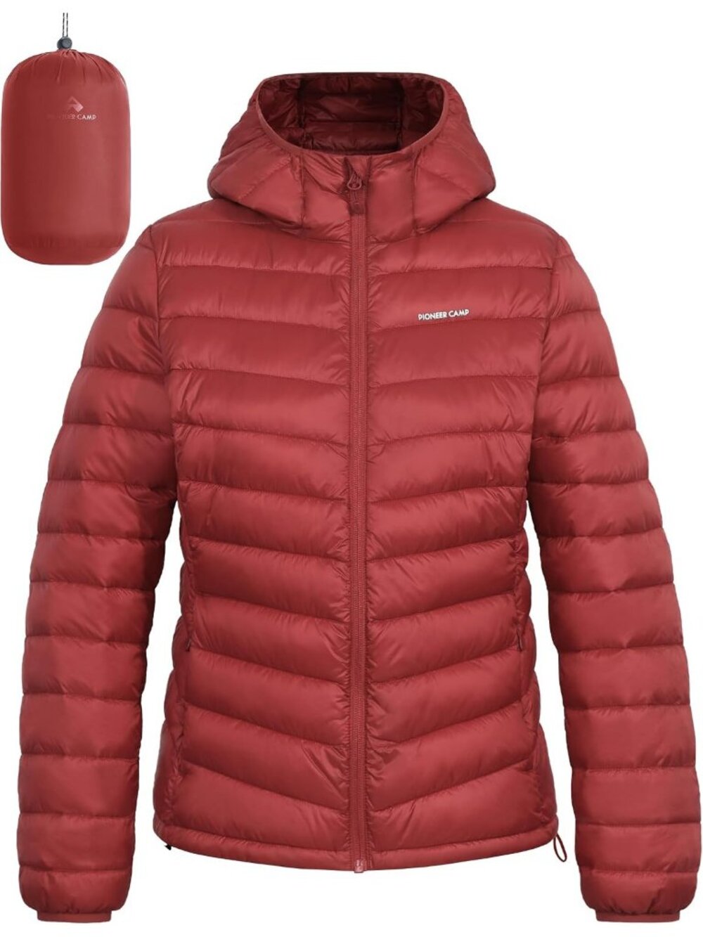 Women's Wine Red Packable Puffer Jacket Winter Lightweight Quilted Coat